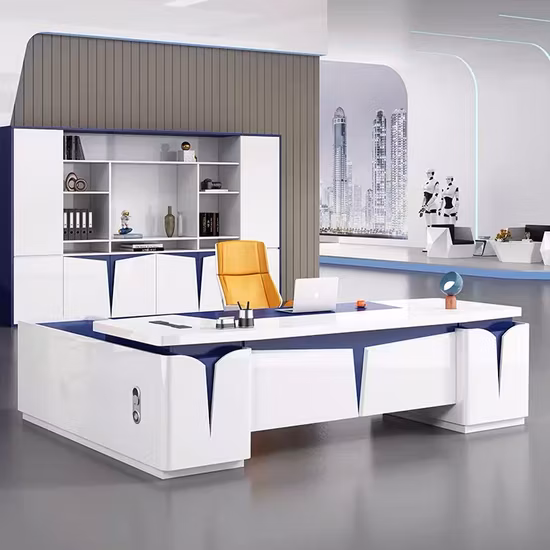 호화스러운 새로운 디자인 백색 사무실 책상 CEO 나무로 되는 사무용 가구 행정상 책상